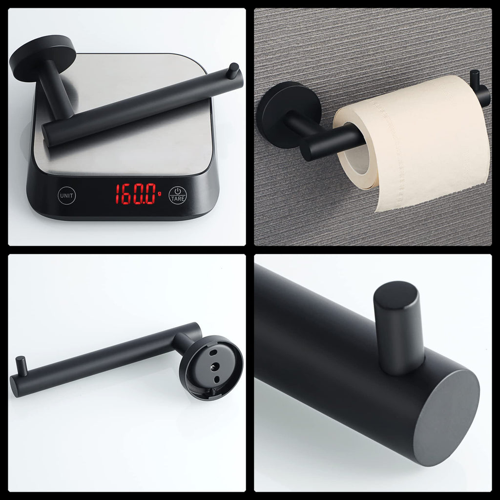 SAYAYO Black Toilet Paper Holder, Toilet Roll Holder Wall Mounted, SUS304 Stainless Steel Toilet Paper Roll Holder for Bathroom Kitchen, Round Base Style