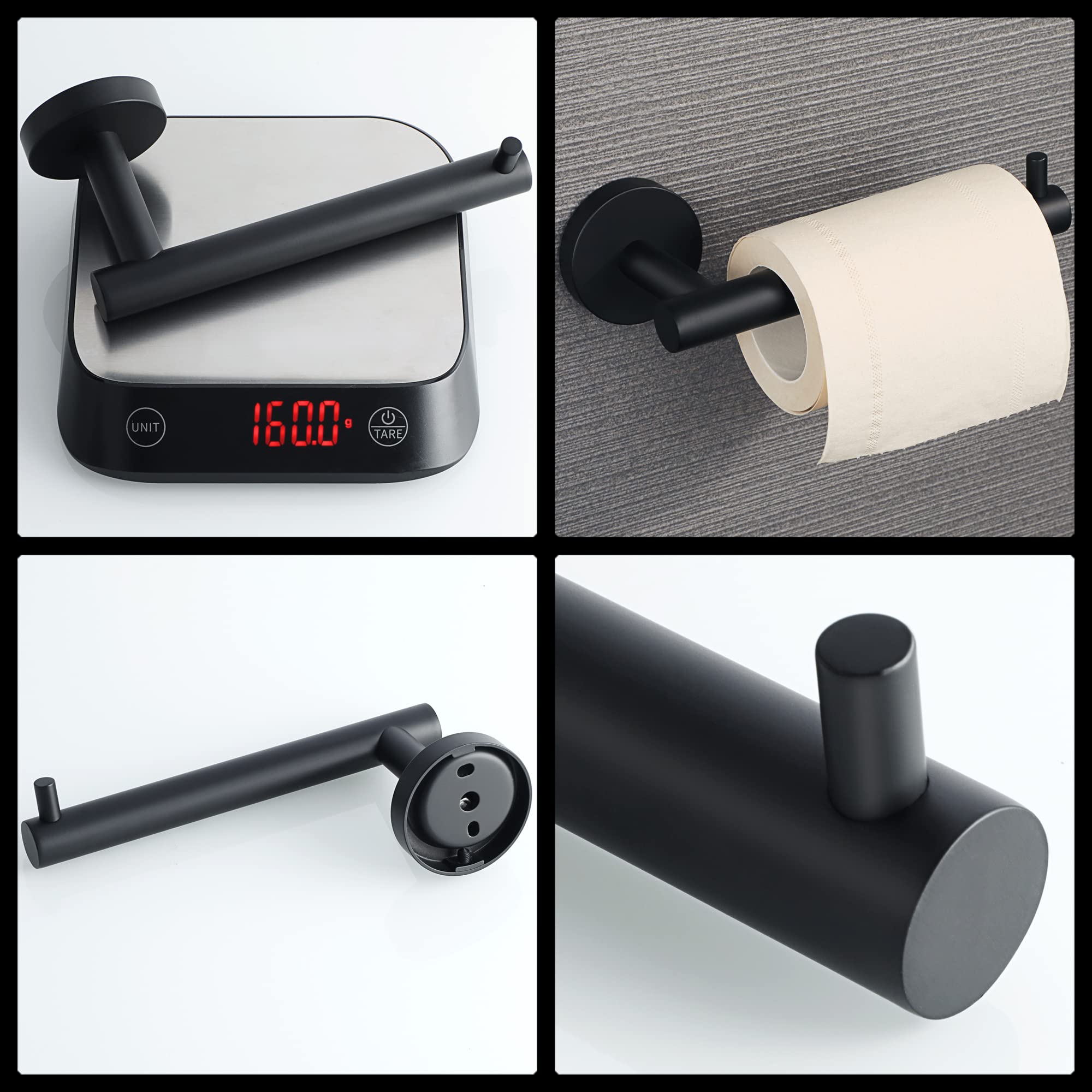 SAYAYO Black Toilet Paper Holder, Toilet Roll Holder Wall Mounted, SUS304 Stainless Steel Toilet Paper Roll Holder for Bathroom Kitchen, Round Base Style