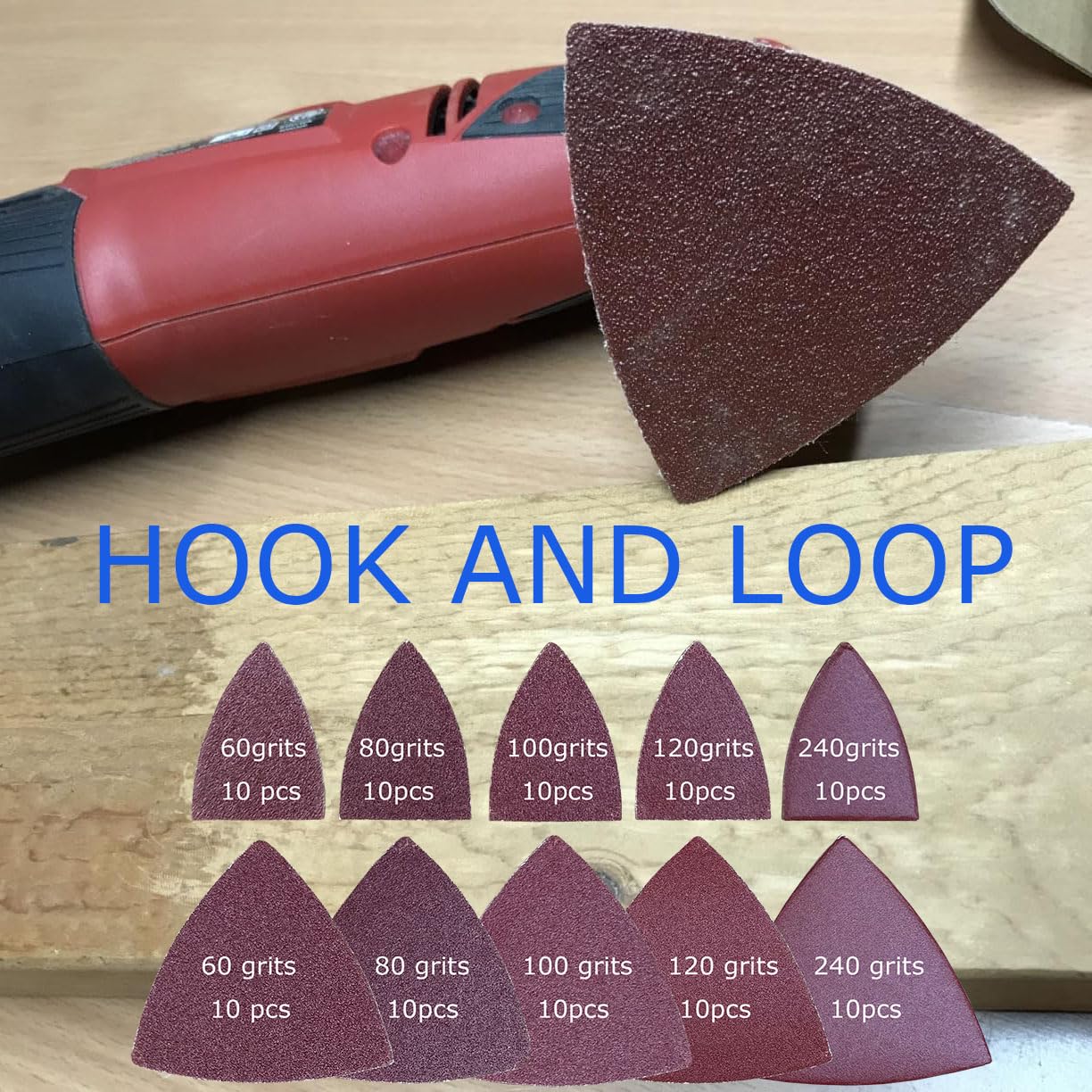 XXGO 105 Pcs Oscillating Multi Tool Sanding Pads Kits 2 Pcs Triangle Sanding Pads 3 Pcs Finger Sanding Pads 100 Pcs Multi Tool Sandpaper for Wood Sanding XG3105