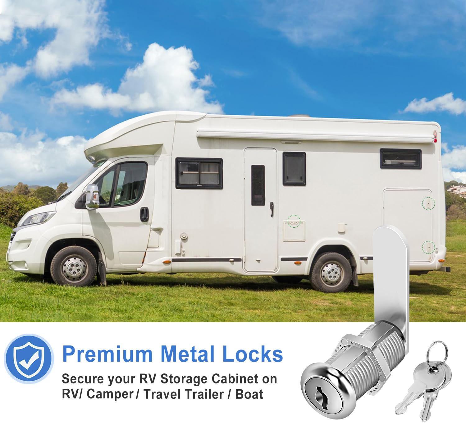Cylinnda Cabinet Locks with Keys, 1-1/2" Long Cam Locks Keyed Alike, Cabinet Cam Lock Set for Cabinets RV Storage Locks Tool Box Lock Thick Drawer, Zinc Alloy (6 Pack, 1-1/2 Inch)