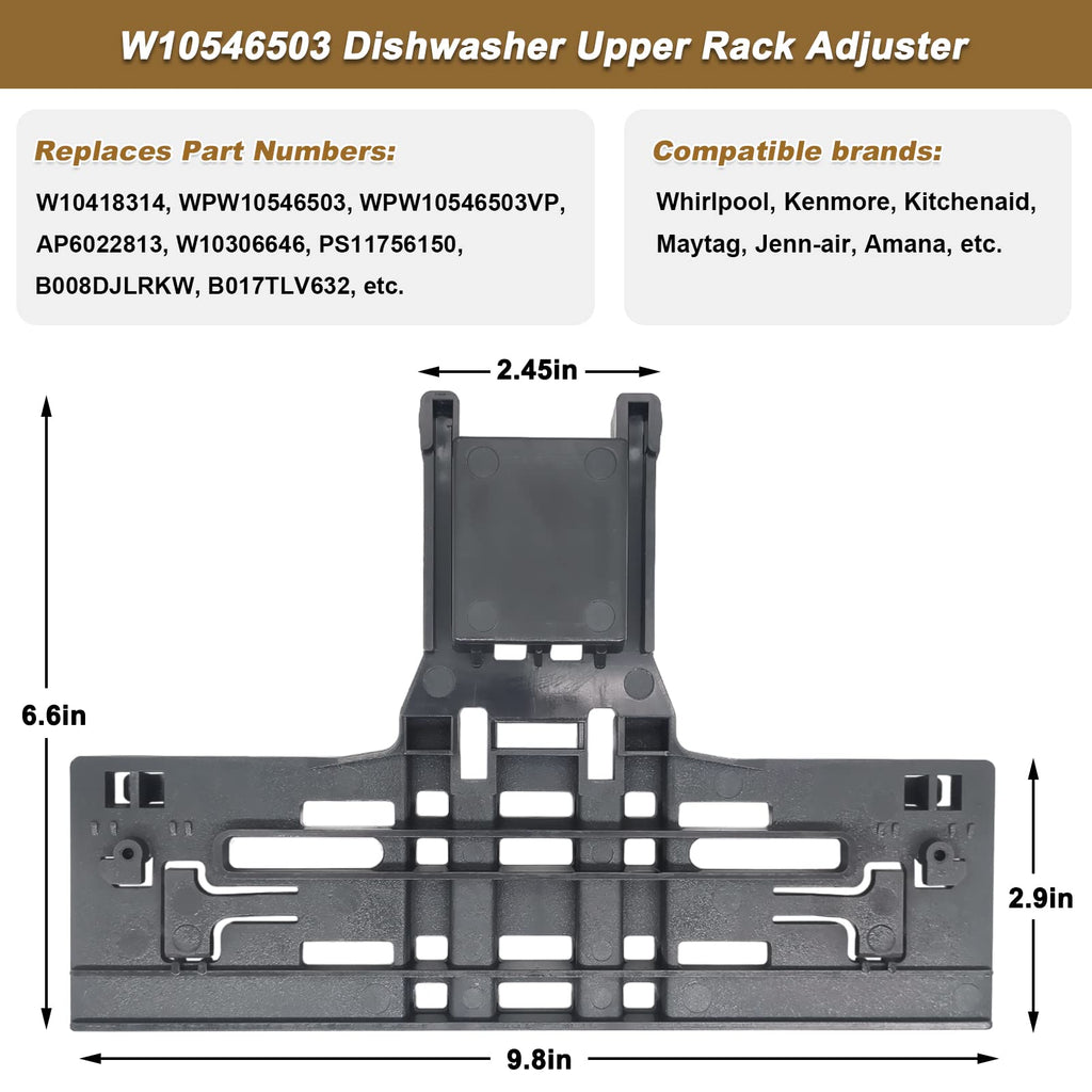 𝟮𝟬𝟮𝟔 𝗨𝗣𝗚𝗥𝗔𝗗𝗘𝗗 Dishwasher Upper Rack Adjuster W10546503 W10195839 W10195840 Dishwasher Positioner for Whirlpool Kitchenaid Maytag Top Rack Adjuster Replacement Parts W10418314 W10306646