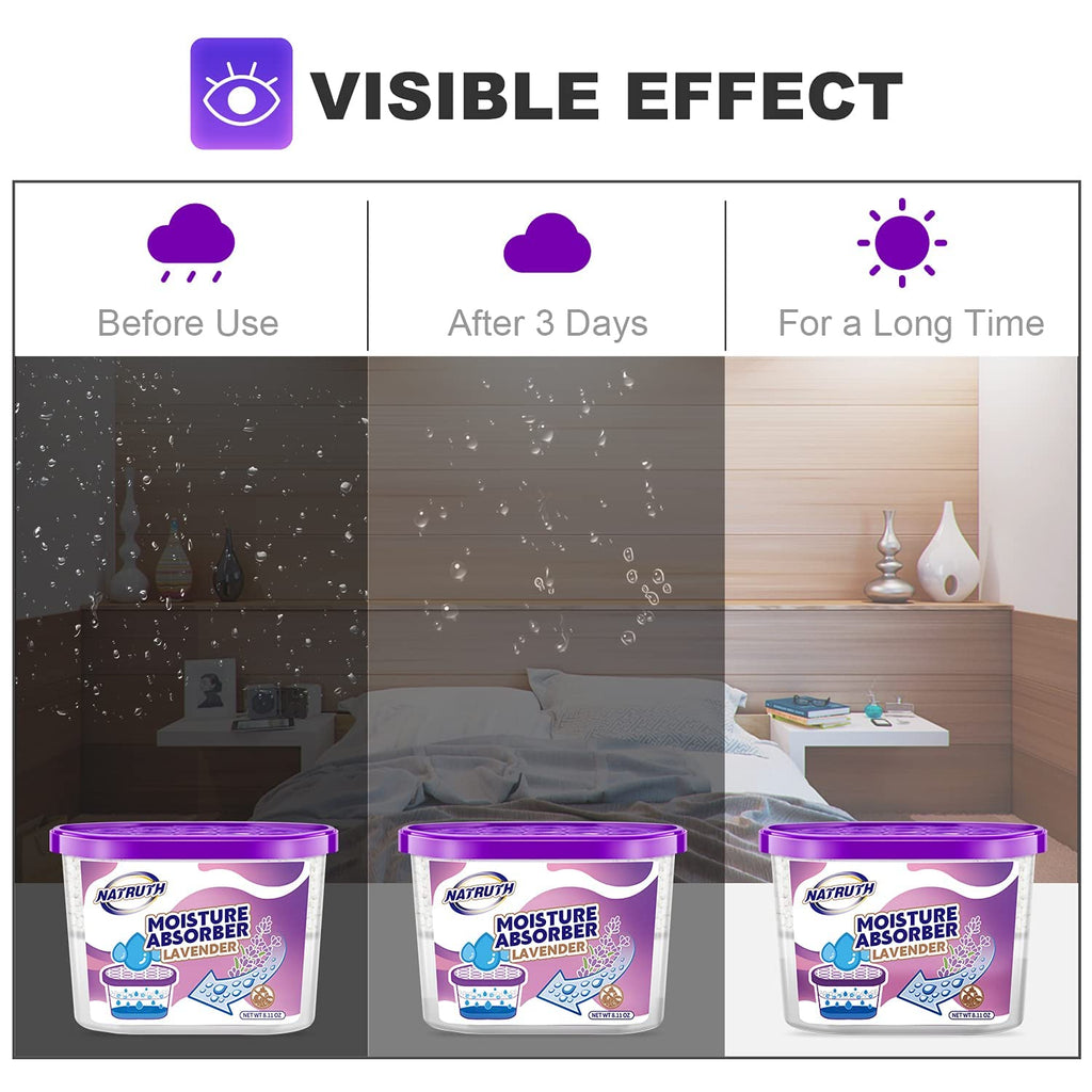 NATRUTH Moisture Absorbers 10.5OZ *6 Portable Closet Dehumidifier, Odor Eliminator Absorber Bucket, Humidity Absorber,for Closet,Bathrooms, Kitchen & Study, Boats,RVs and More (Lavender)