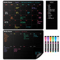 Fridge Black Whiteboard Calendar Set (3-Pack) - Magnetic Weekly Board, Refrigerator Planner Calendar, List and 6 Markers - Reward Chore Chart for Kids, Teens, Adults, Family