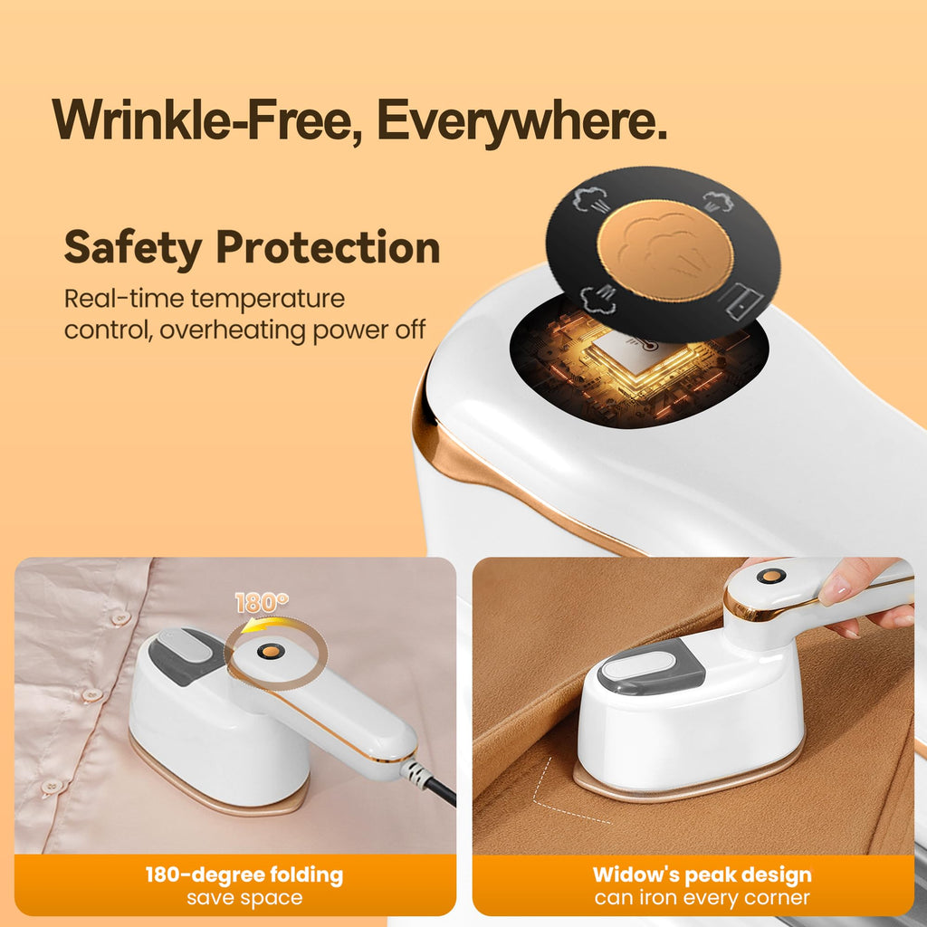 Annmiir Portable Clothes Steamer 140x80mm Ceramic Glaze Panel Iron LCD 120ml Water Tank 1100W & 15s Fast Heat Up 4-speed Steamer for Clothes of all Fabrics Dry&Wet Iron for Home Travel Business Trip