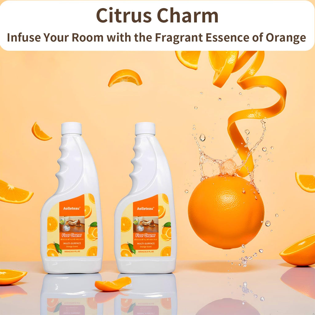 Robot Mop Cleaning Solution Concentrate Compatible with Robot Vaccum, Wet Dry Vacuums, for Roborock, Tineco, Dreame, Narwal, Shark, Bissell Mops, 1L, Dilution Ratio 1:200, Orange Scent