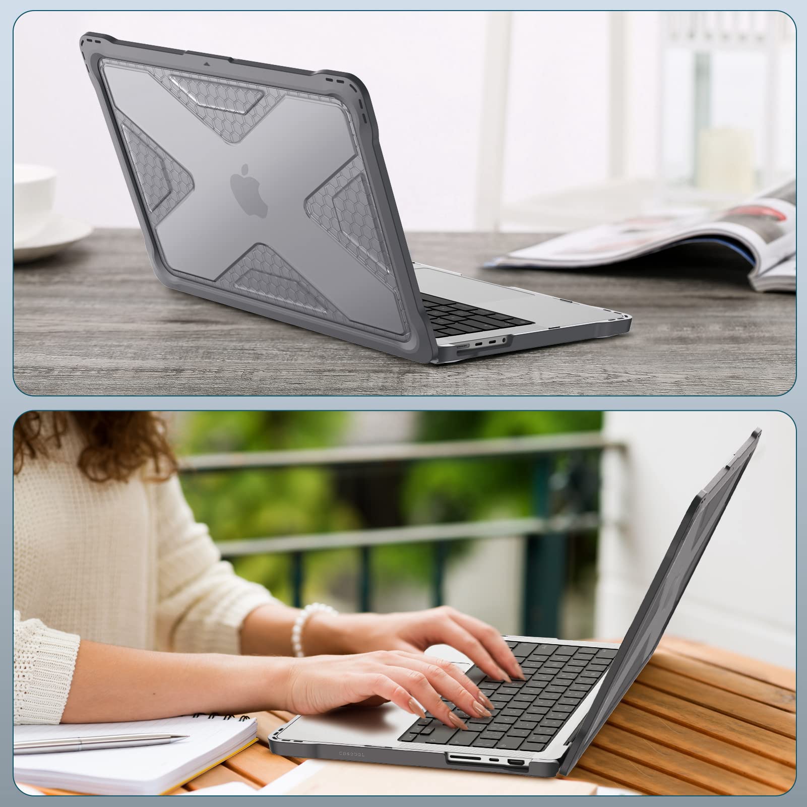 Fintie Case for MacBook Pro 14 Inch A3434 A3401 A3185 A3112 A2992 A2918 A2779 A2442 with M5 M4 M3 M2 M1 Chip (2026-2021 Release) - Heavy Duty Rugged Hard Shell Case Cover with TPU Bumper, Gray