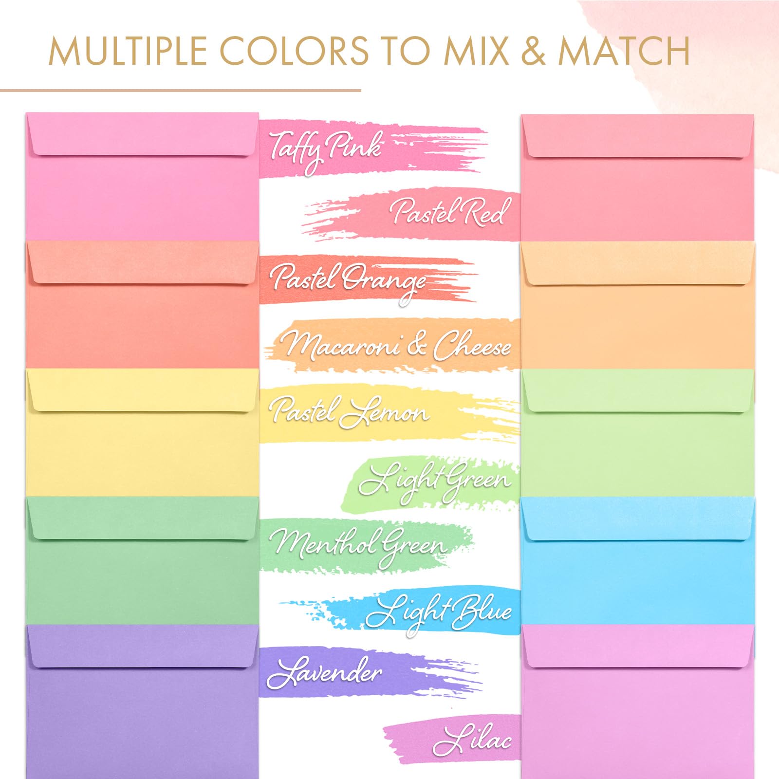 A4 Envelopes, 100-Pack Colored Envelopes 4x6, Envelopes for Invitations, Pastel Colored Envelopes, A4, 4 1/4 x 6 1/4 Inches, 10 Pastel Colors