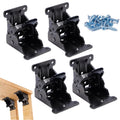 Li-TianFeng 4 Pack Folding Brackets, TopDirect Lock Extension Support Bracket Foldable Self Lock Hinges with Screws for Table Bed Leg Feet