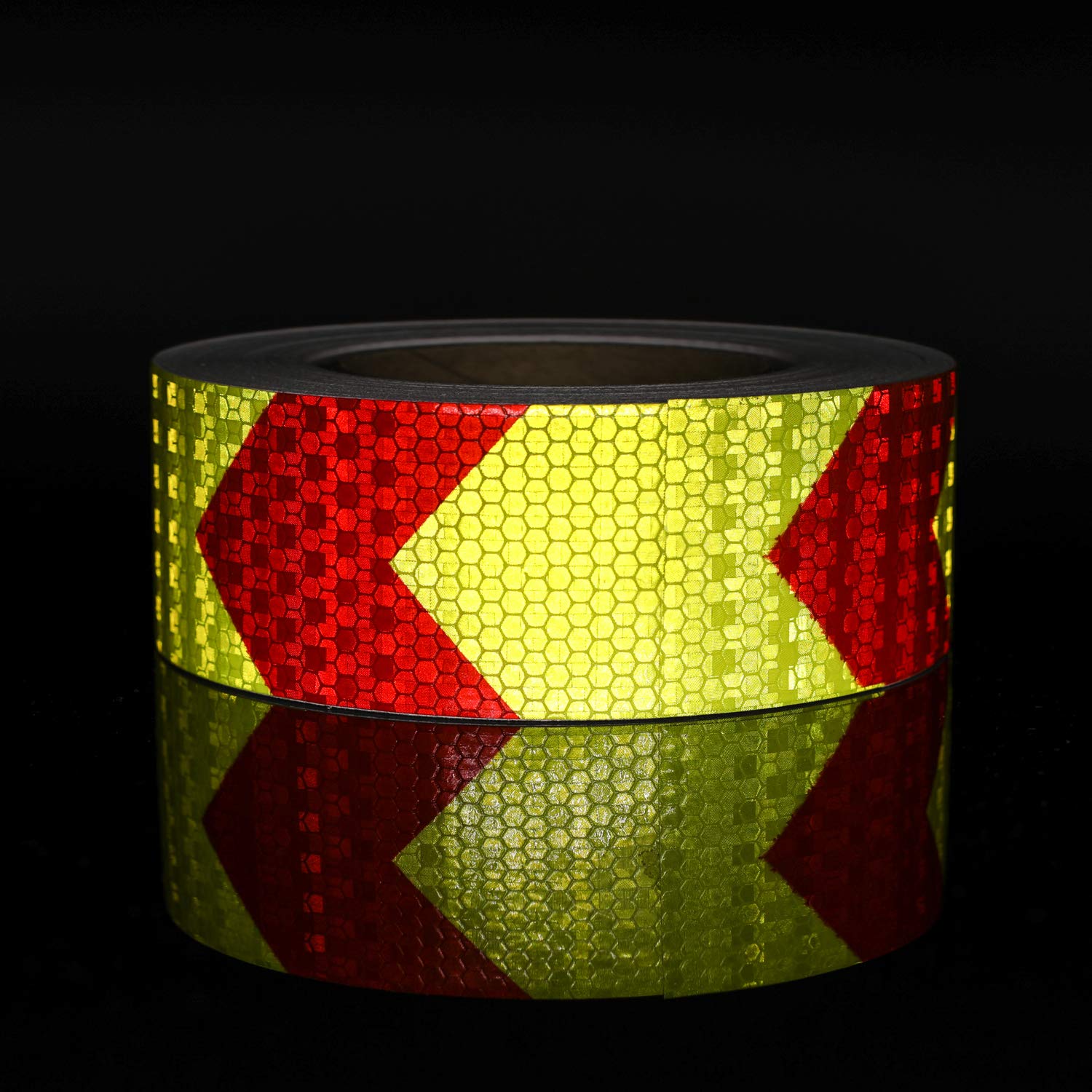 SEVEN SPARTA Arrow Reflective Safety Tape 2 Inch x100 Feet Caution Reflector Waterproof Outdoor Conspicuity Tape for Vehicles, Trailers, Boats, Signs (Red and Yellow)