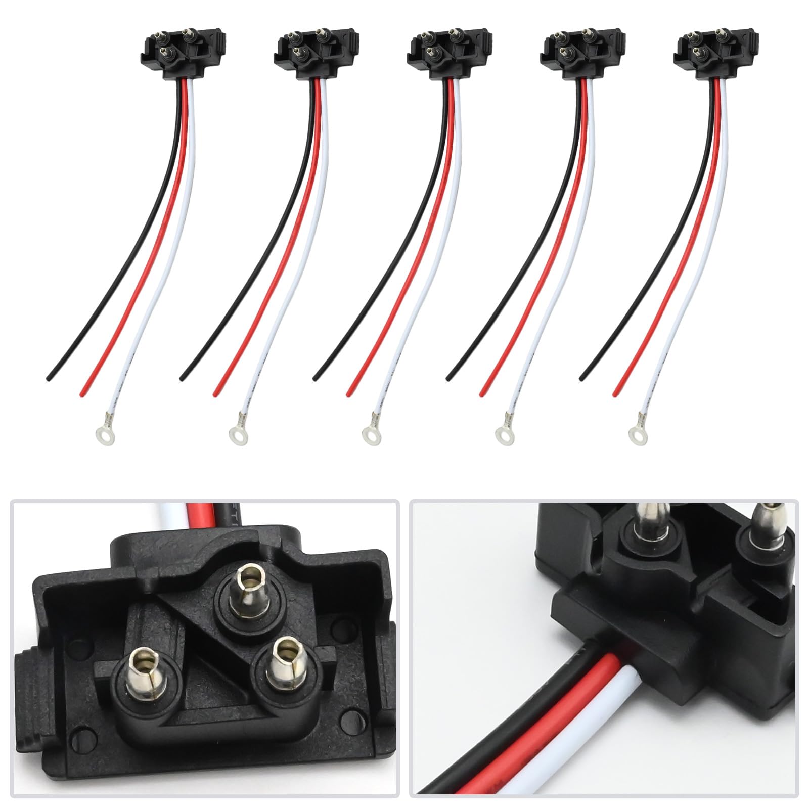 Newnessai 10 Pcs 3-Pin Trailer Connector, 3 Wires Pigtail Harness Plug for Trucks' Stop Turn Tail Backup for 4" Round & 6" Oval