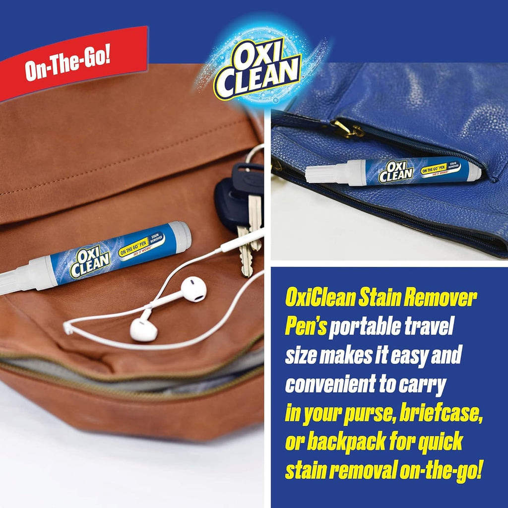 CR Brands OxiClean On The Go Stain Remover Pen for Clothes and Fabric, to Go Instant Stain Removal Stick, 3-Count