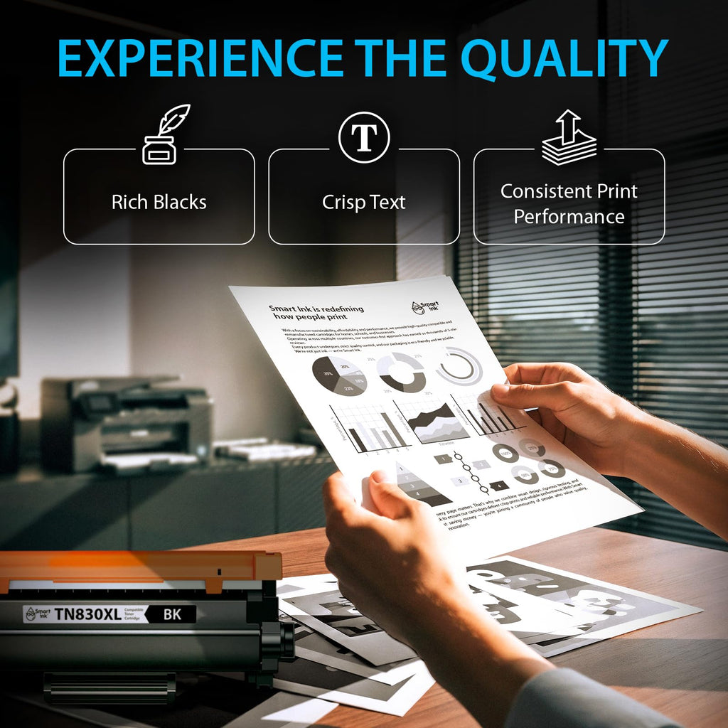 Smart Ink Compatible TN830XL Toner Cartridge Replacement for Brother TN830XL TN830BK TN830 XL with CHIP (2 Pack) to use with DCP-L2640DW HL-L2460DW MFC-L2820DW HL-L2400D HL-L2405W HL-L2865DW Printers