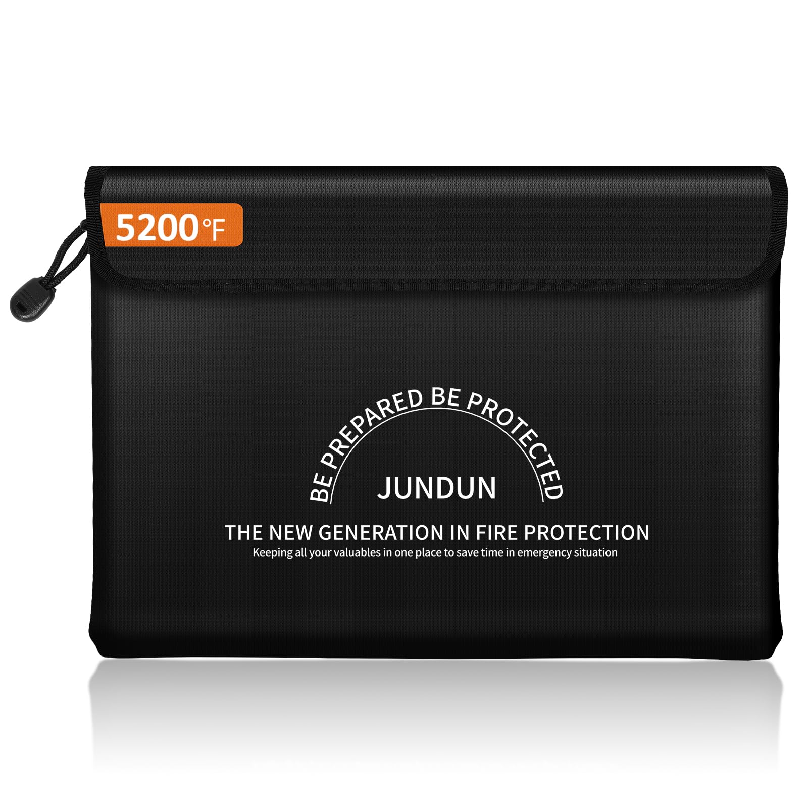 JUNDUN Fireproof Document Bag with 5200℉ Heat Insulated,14.0”x10.4” Waterproof and Fireproof Money Bag,8 Layers Thickened Fire Rated Document Safe Bag Pouch with Zipper for Document,Money and Cash