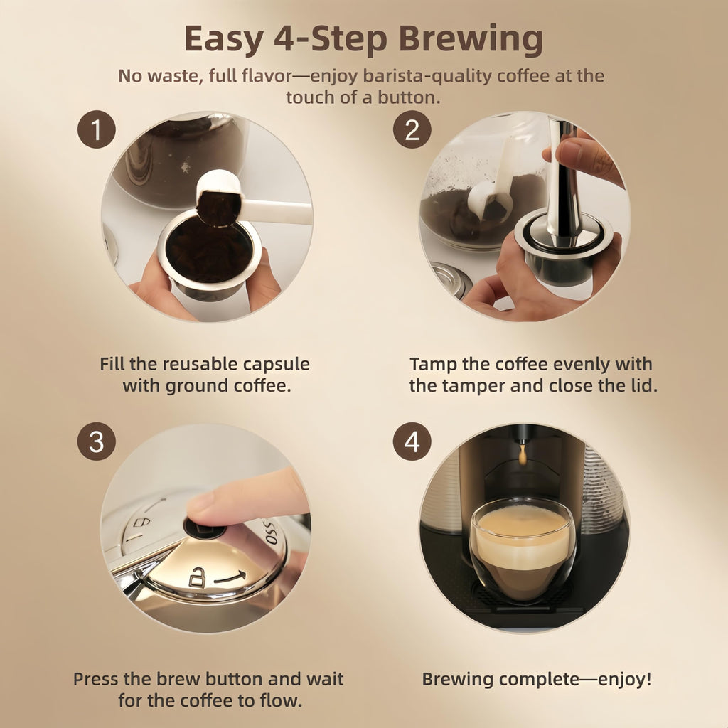 Reusable Coffee Pods for Nespresso Vertuo Machine (Compatible with Vertuo Next/Pop), 230ml Stainless Steel Refillable Coffee Capsule Set - Nespresso Accessories for Home & Office