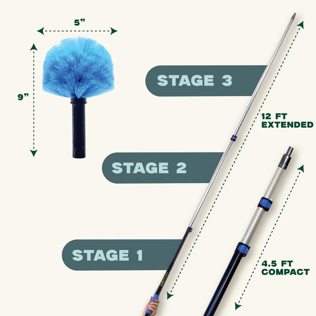 EVERSPROUT Twist-On Cobweb Duster | Hand-Packaged to Protect Bristles | Indoor & Outdoor use Brush Attachment | Fits Standard Threaded Poles | (Pole not Included) (Soft Bristles)