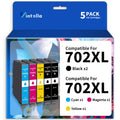 Vintella Remanufactured Ink Cartridge Replacement for Epson 702XL 702 T702XL T702 Ink Cartridges Combo Pack for Workforce Pro WF-3720 WF-3730 WF-3733 Printer (5 Pack)