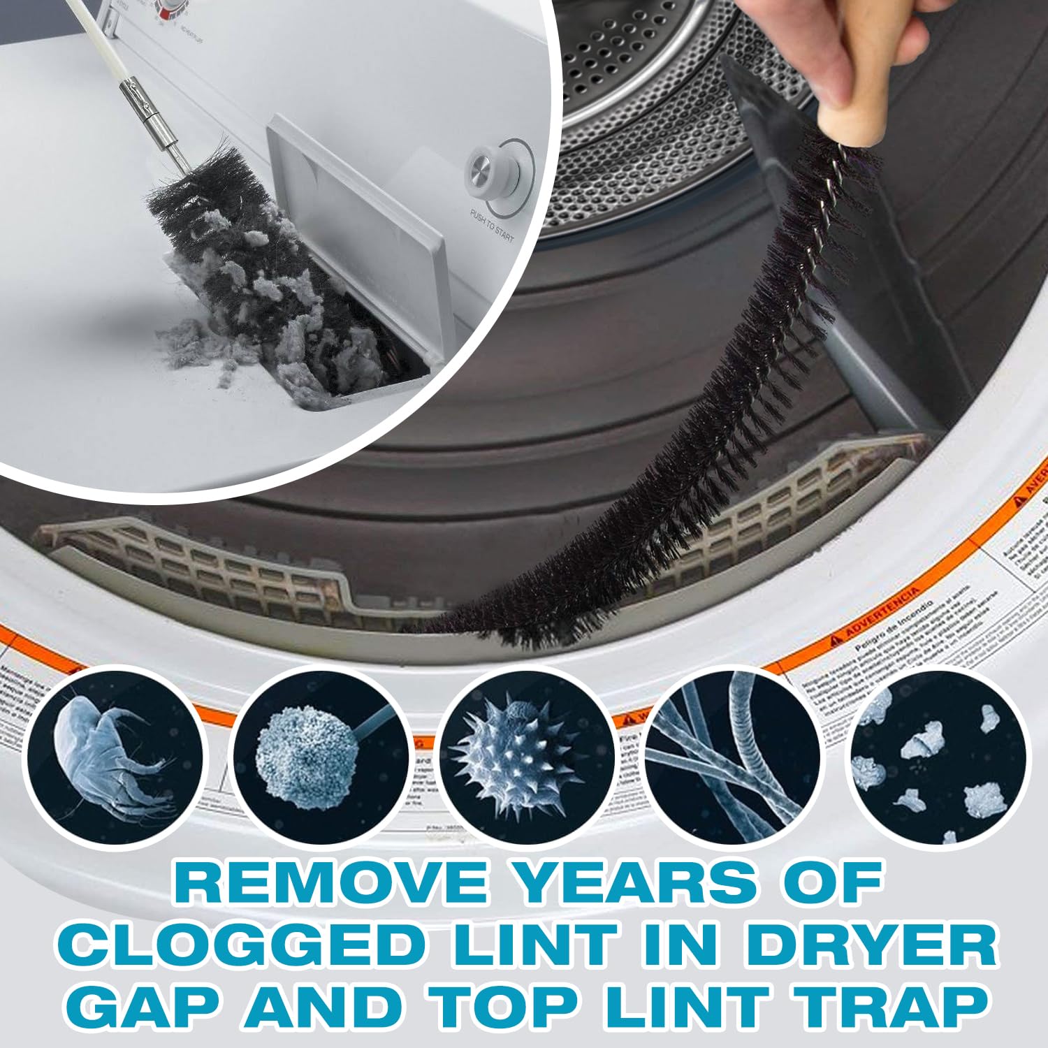 Sealegend 58-Piece Dryer Vent Cleaning Kit Omnidirectional Cleaner Include 35 Feet Dryer Vent Brush Blue Dryer Vacuum Attachment Lint Brush Vacuum&Dryer Adapter
