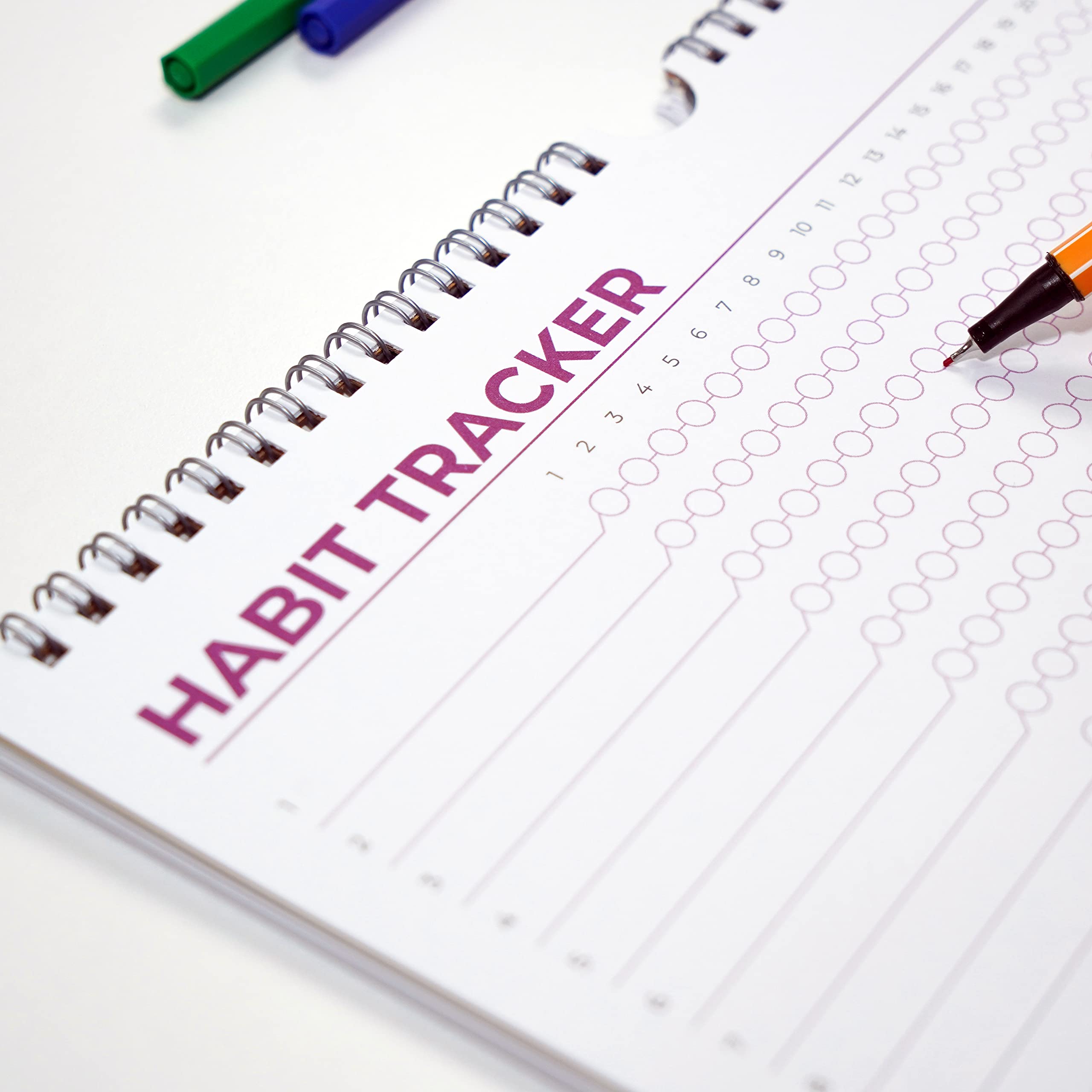Hadigu Habit Tracker Calendar (Undated 12 Month) Colorful Motivational Design, Spiral Bound and Hanger, A4 Size (8,3"x11.7") Quality Heavy Paper, Monthly Habit Tracker Journal, Goal Tracker, Workout