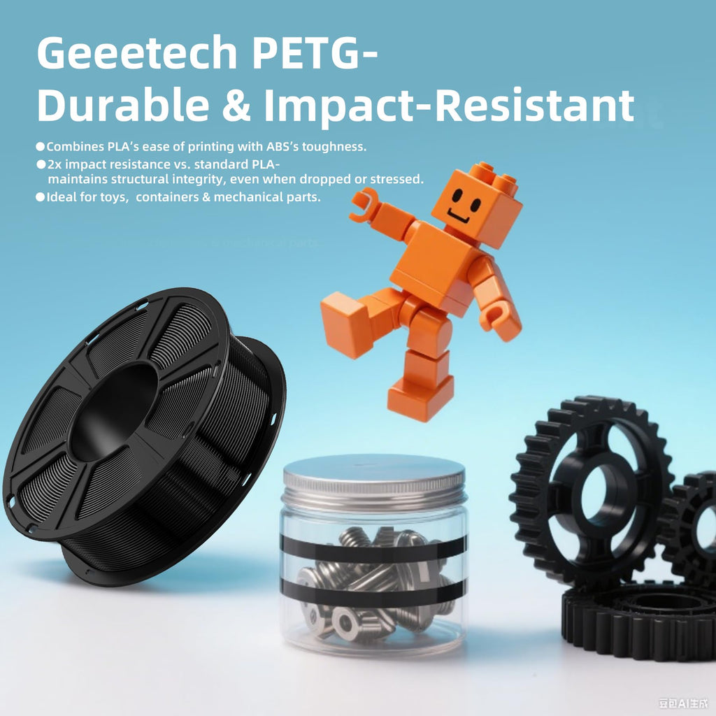 GEEETECH Silver PETG Filament 3D Printer Filament 1.75mm PETG Silver 1Kg (2.2lbs), PETG 3D Printing Filament for Most 3D Printer, Upgrade Stronger Toughness & Low Odor, High Tolerance +/- 0.02 mm