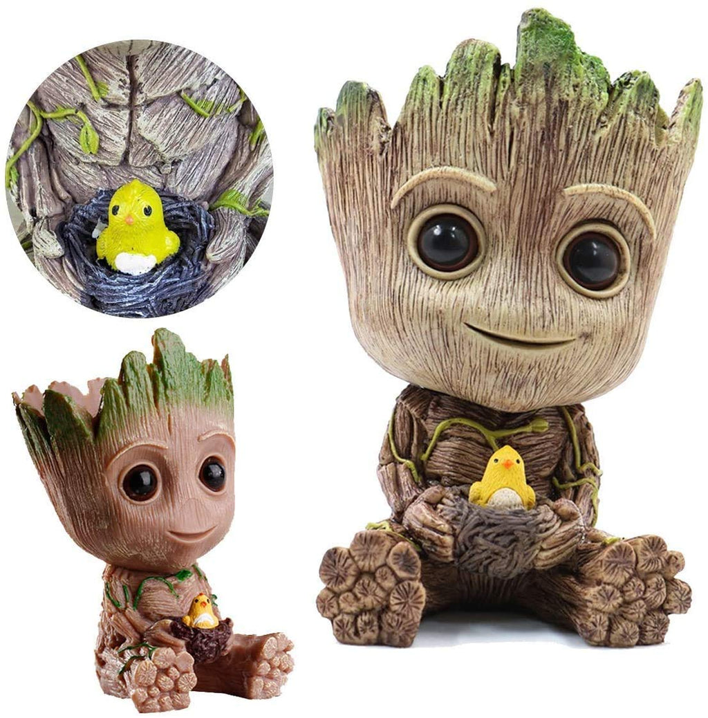 SLOCME Baby Groot Flower Pot - Guardians of The Galaxy Groot for Pen Holder、Desk Ornament、Plants Pot with Drainage Hole