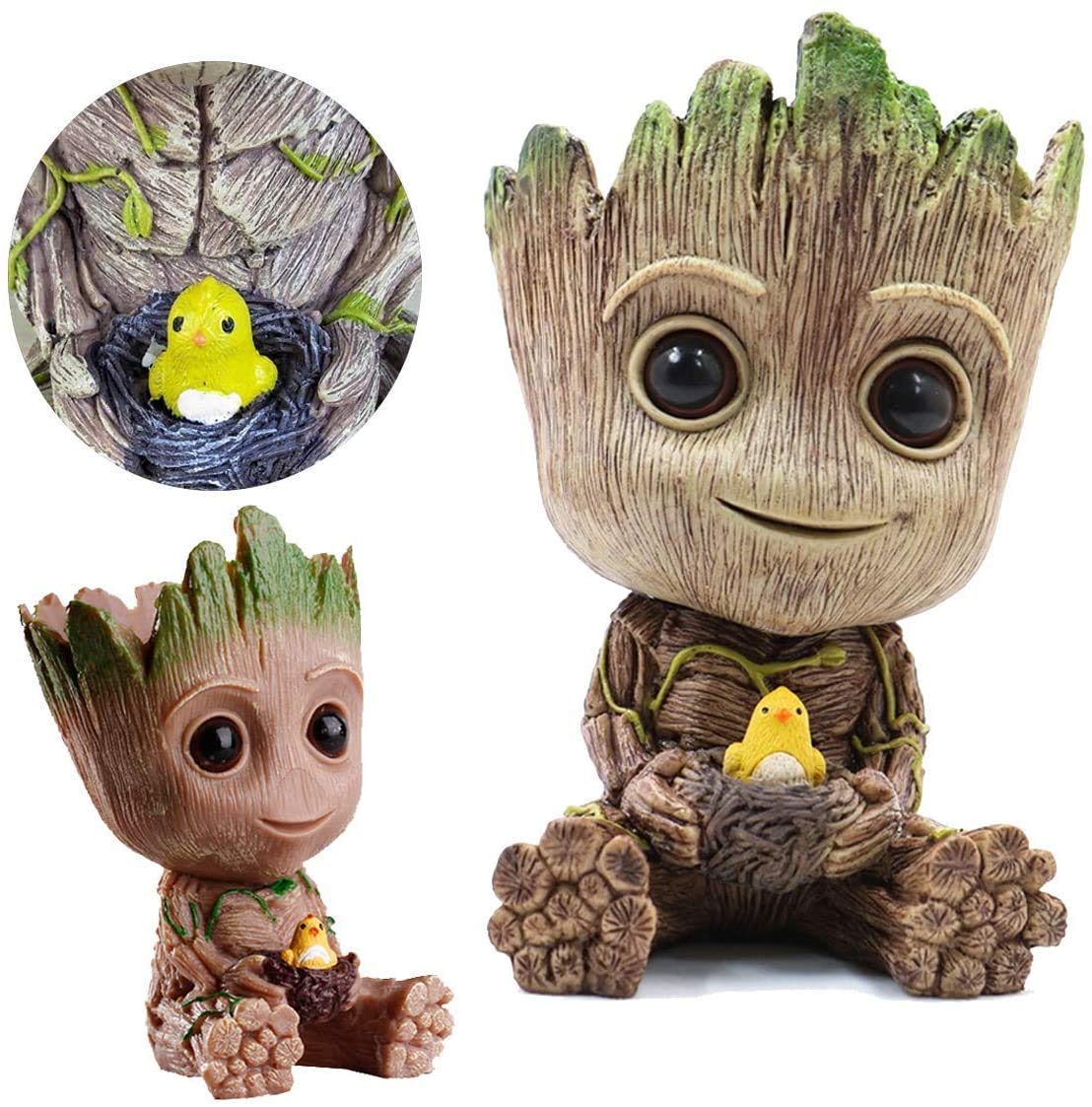 SLOCME Baby Groot Flower Pot - Guardians of The Galaxy Groot for Pen Holder、Desk Ornament、Plants Pot with Drainage Hole