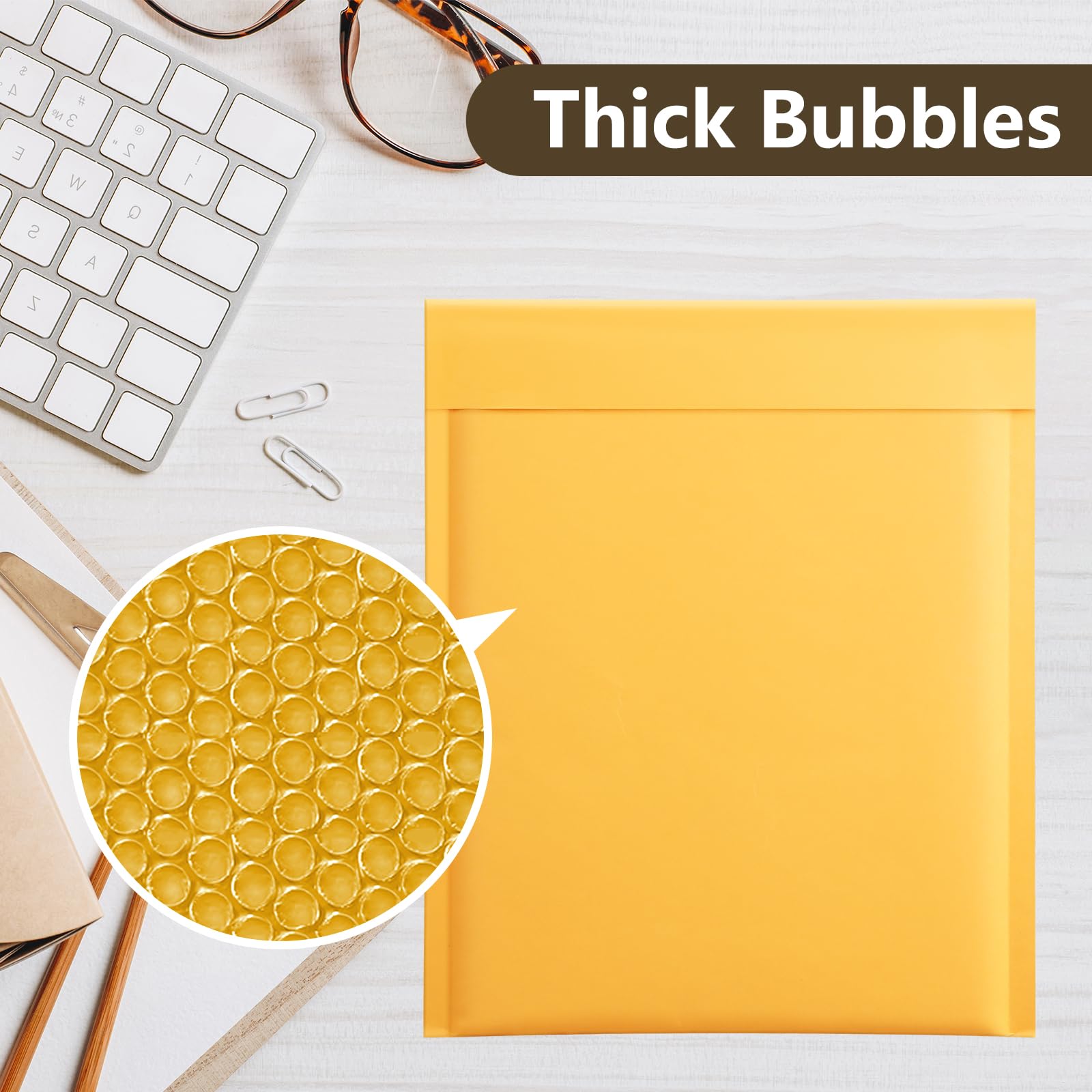 UCGOU Kraft Bubble Mailers 6x10 Inch 50 Pack Yellow Padded Envelopes #0 Small Business Mailing Packages Self Sealing Tear Resistant Boutique Bulk Mail Shipping Bags for Jewelry Makeup Supplies