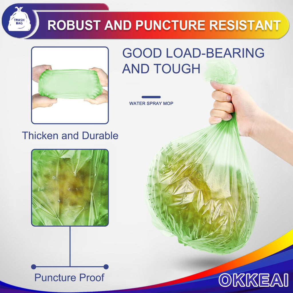 OKKEAI Biodegradable Garbage Bags 13 Gallon Tall Kitchen Trash Bags Compostable Bags Recycling 49 Liter Bin Liners for Lawn Kitchen,Home,Office,Green,60 Counts(Fits 10-15 Gallon Bins)…