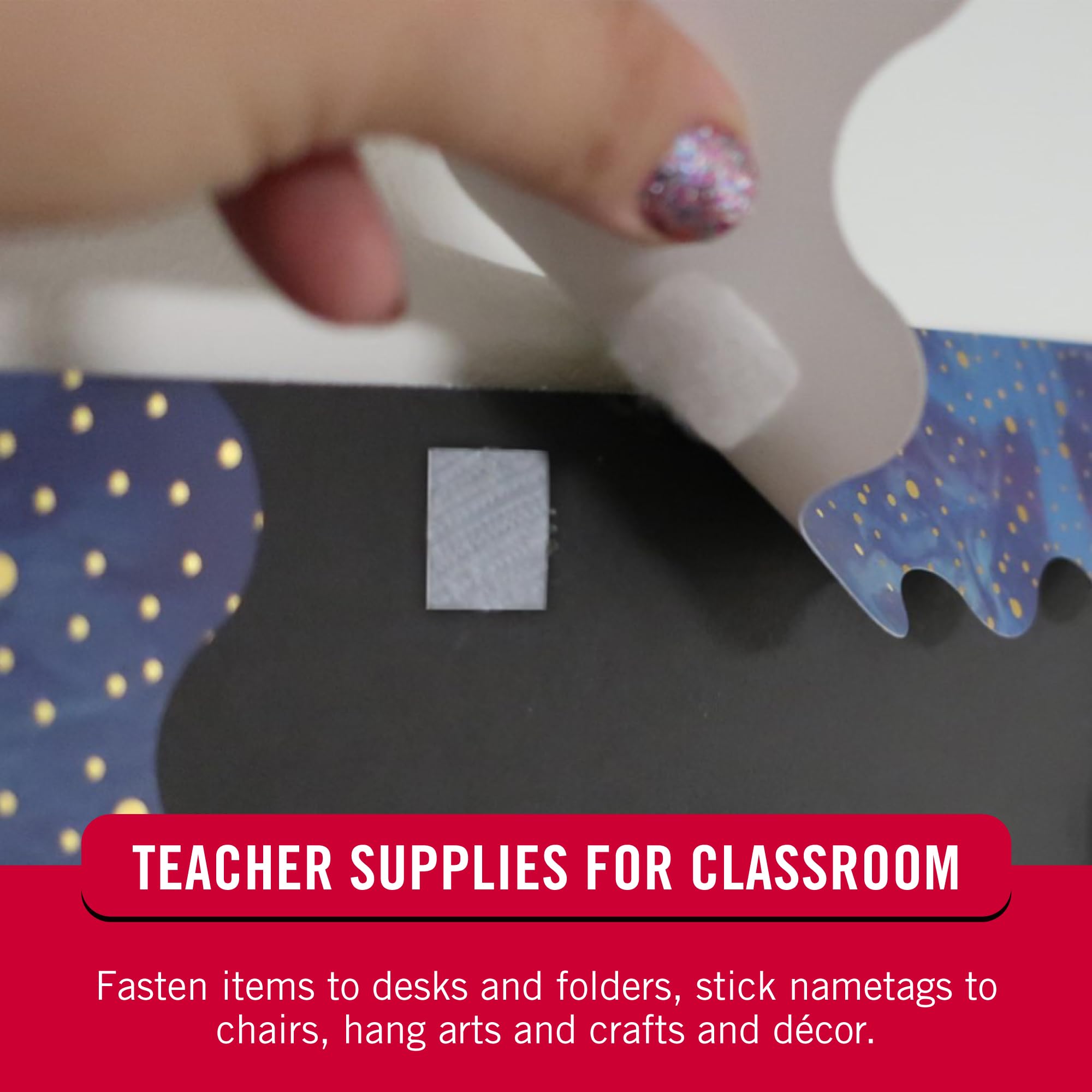 VELCRO Brand Mounting Squares | 200pk, 7/8" White | Adhesive Sticky Back Hook and Loop for Teacher Supplies, Office Organization (30705)