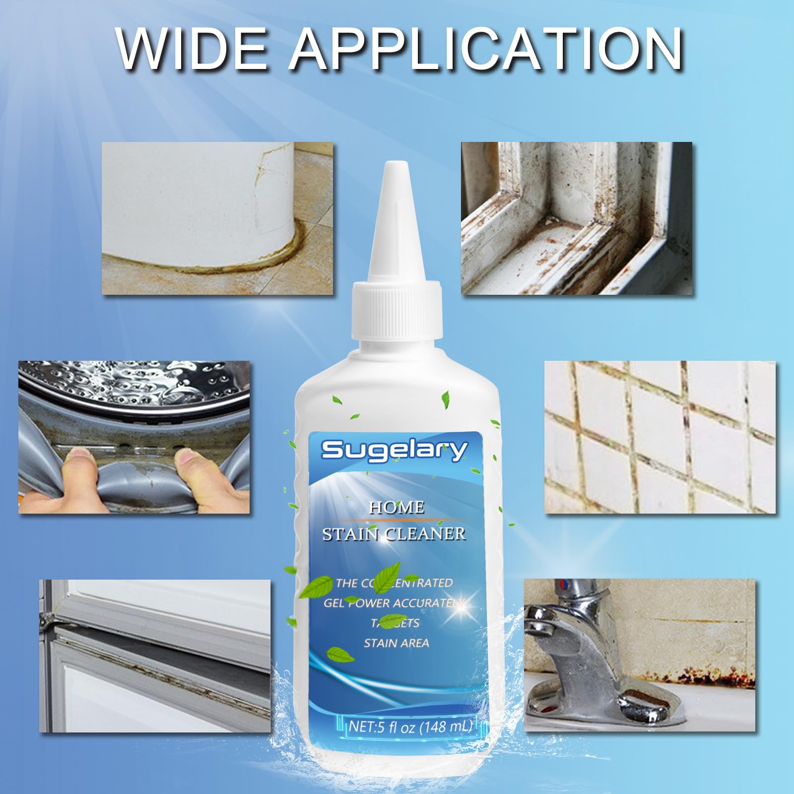 Mould Stain Cleaner Gel, Household Washing Machine Cleaner, Best Grout Cleaner for Home Sink, Kitchen, Tile Grout and Refrigerator Strips(5 Fl oz)