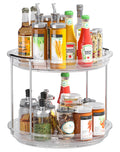 KEGFRES Lazy Susan 2 Tier Organizer Turntable Organization for Cabinet, Rotating Spice Rack Kitchen,Pantry, Bathroom,Makeup Vanity Countertop, Under Sink Organizing(Clear, 9.25in-1Pack)