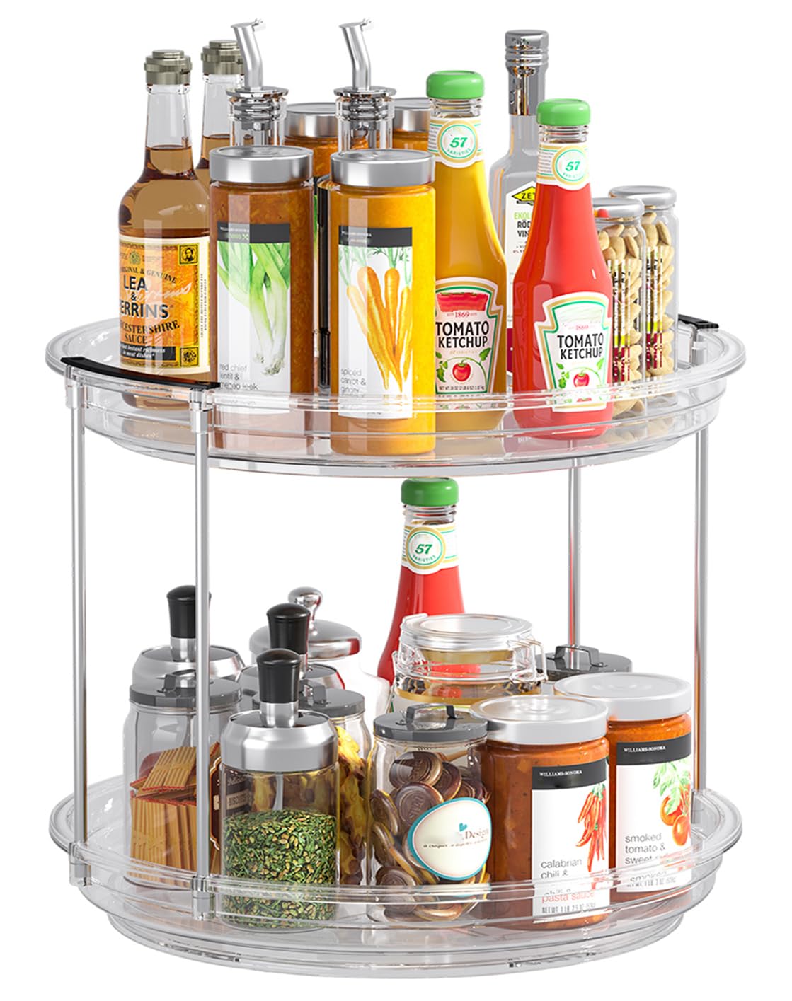 KEGFRES Lazy Susan 2 Tier Organizer Turntable Organization for Cabinet, Rotating Spice Rack Kitchen,Pantry, Bathroom,Makeup Vanity Countertop, Under Sink Organizing(Clear, 9.25in-1Pack)