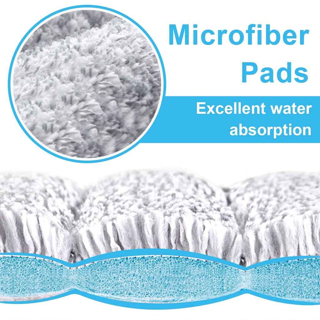 BOSHENG Flat Mop Pads, Mop Replacement Pads, Microfiber Mop Pads, Machine Washable Pads, Refill 3 Packs