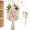 Macrame Plant Hangers Indoor Macrame for up to 8 inch Pot Crochet Boho Plant Hanger Holder for Indoor Outdoor with 2 S Shaped Stainless Steel Hooks (White)