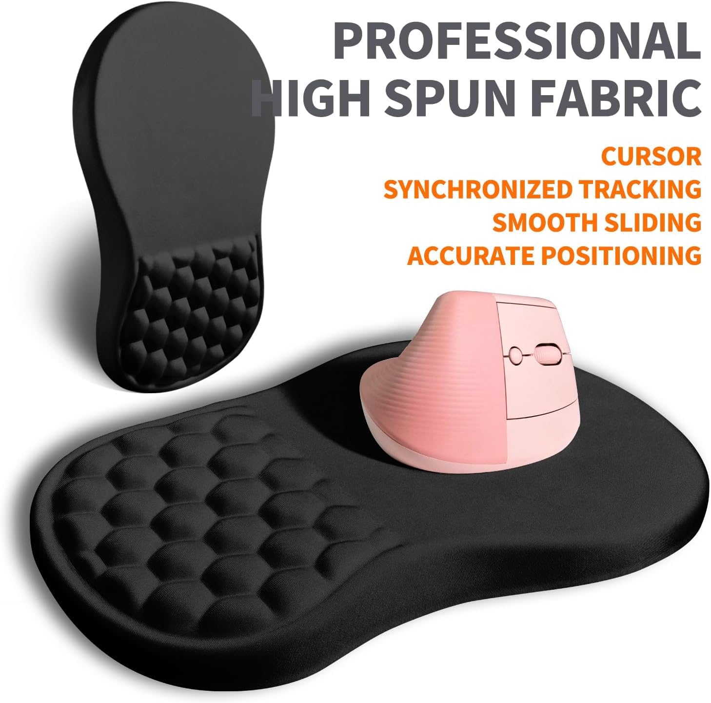 Ergonomic Mouse Pad Wrist Support with Massage Design - Wrist Rest Pain Relief Mousepad with Memory Foam&Non-Slip Base, Mouse Pads for Wireless Mouse&Desk, Comfortable Durable Gaming Mouse Mat, Black