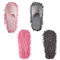 4Pcs Floor Mop Shoes, Microfiber Cleaning Mop Slippers Washable Floor Dusting Slippers Unisex Household Cleaning Tools for Pool Kitchen Floor Dust Dirt (Pink, grey, L)