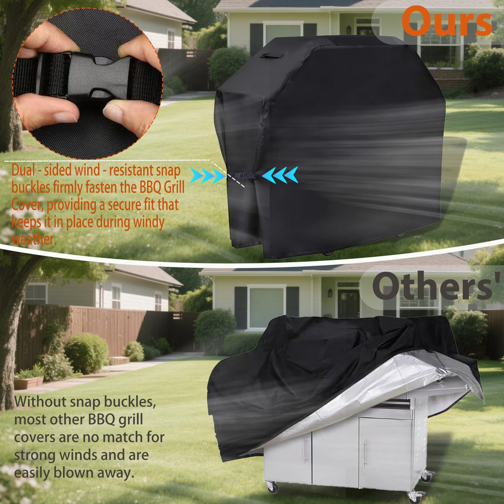 Grill Cover 58 inch, Heavy Duty BBQ Cover – Weatherproof 210D Fabric, Reinforced Corners & Windproof Clips – Fits Weber LX300, Dyna-Glo, Monument Grills – Ideal for Canadian Weather