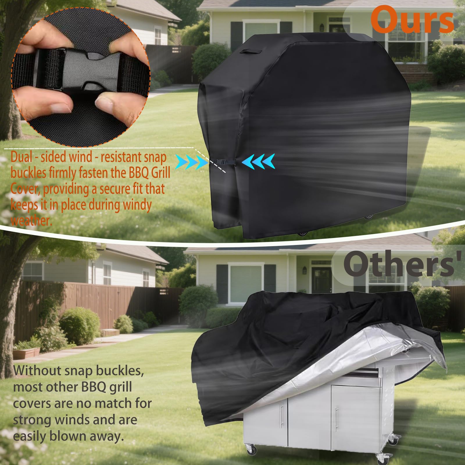 Grill Cover 58 inch, Heavy Duty BBQ Cover – Weatherproof 210D Fabric, Reinforced Corners & Windproof Clips – Fits Weber LX300, Dyna-Glo, Monument Grills – Ideal for Canadian Weather