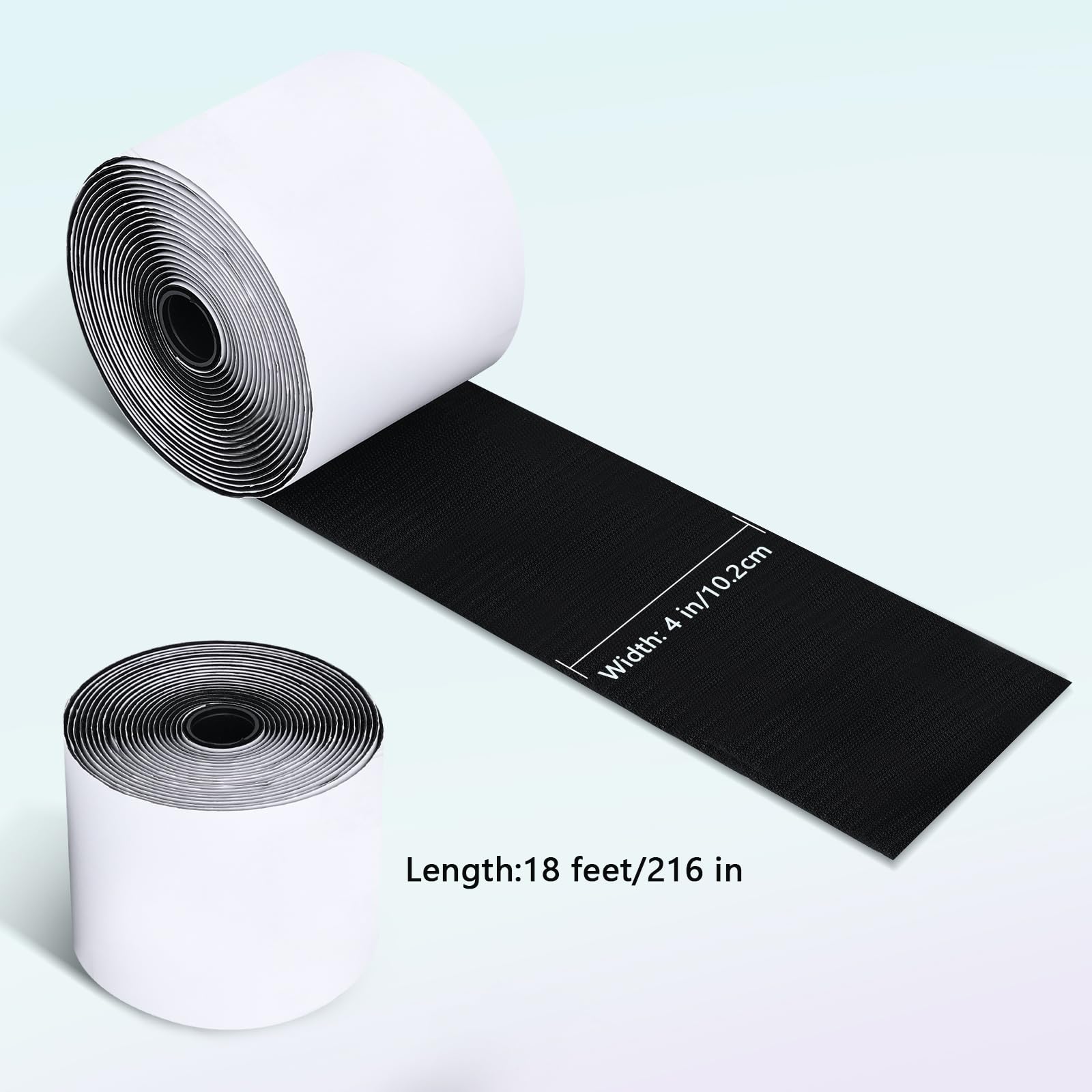 4 In x 18 Ft Hook and Loop Tape Strips with Adhesive Heavy Duty Keep Couch Cushions from Sliding, Outdoor Double Sided Hook Loop Rolls Rug, Mattresses Non Slip Grip, Sticky Straps Wall Hanging Strips