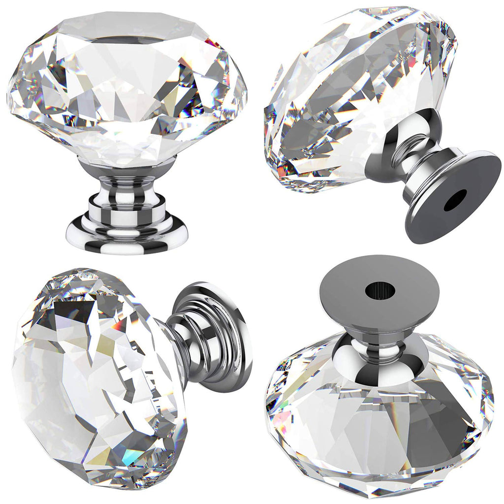 24pcs Cabinet Knobs, BetterJonny 30mm Glass Diamond Crystal Drawer Knobs for Your Home, Dresser and Cupboard,Living-Room, Kitchen, Bathroom, Office