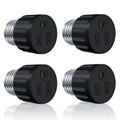 4 Pack, Light Socket to Plug Adapter, Convert Light Bulb Socket to Outlet Adapter (Black)