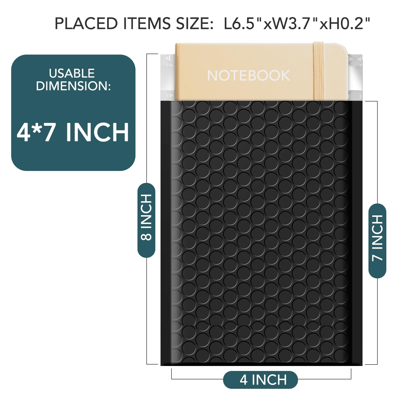 Metronic Bubble Mailers 4x8 Inch 100 Pack Usable Size 4x7 Black Padded Envelopes Self-Seal, Cushioning Padded Mailers for Christmas Gifts, Small Items, Makeup Supplies