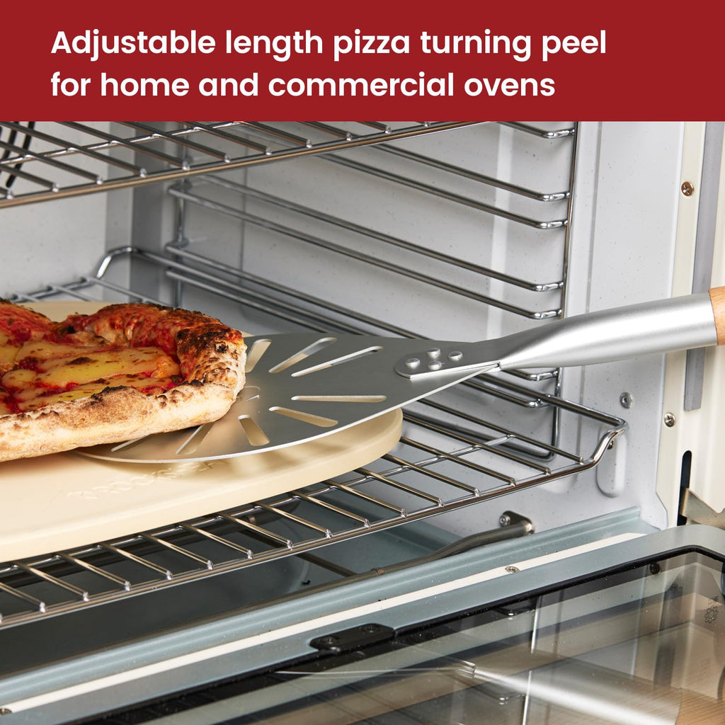 Pizza Turning Peel 7" Perforated Anodized Aluminum Round Pizza Peel Turner with Wood Handle Non Stick Pizza Paddle for Homemade Pizza Bread Outdoor Pizza Oven Accessories