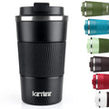 KETIEE Travel Mug 12oz, Vacuum Insulated Coffee Mug with Leakproof Lid, Travel Coffee Tumbler Stainless Steel Double Walled Reusable Coffee Cup for Hot and Iced Water (Black)