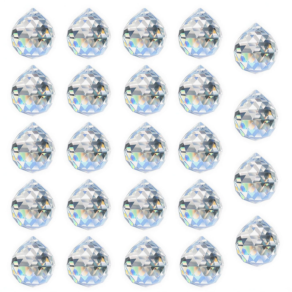 Crystal Prism Ball Sun Catcher - 24 Pack 20mm Hanging Decor for Windows, Wedding, Home, Feng Shui, Chandelier Pendant - Rainbow Maker, DIY Crafts, Gift Idea