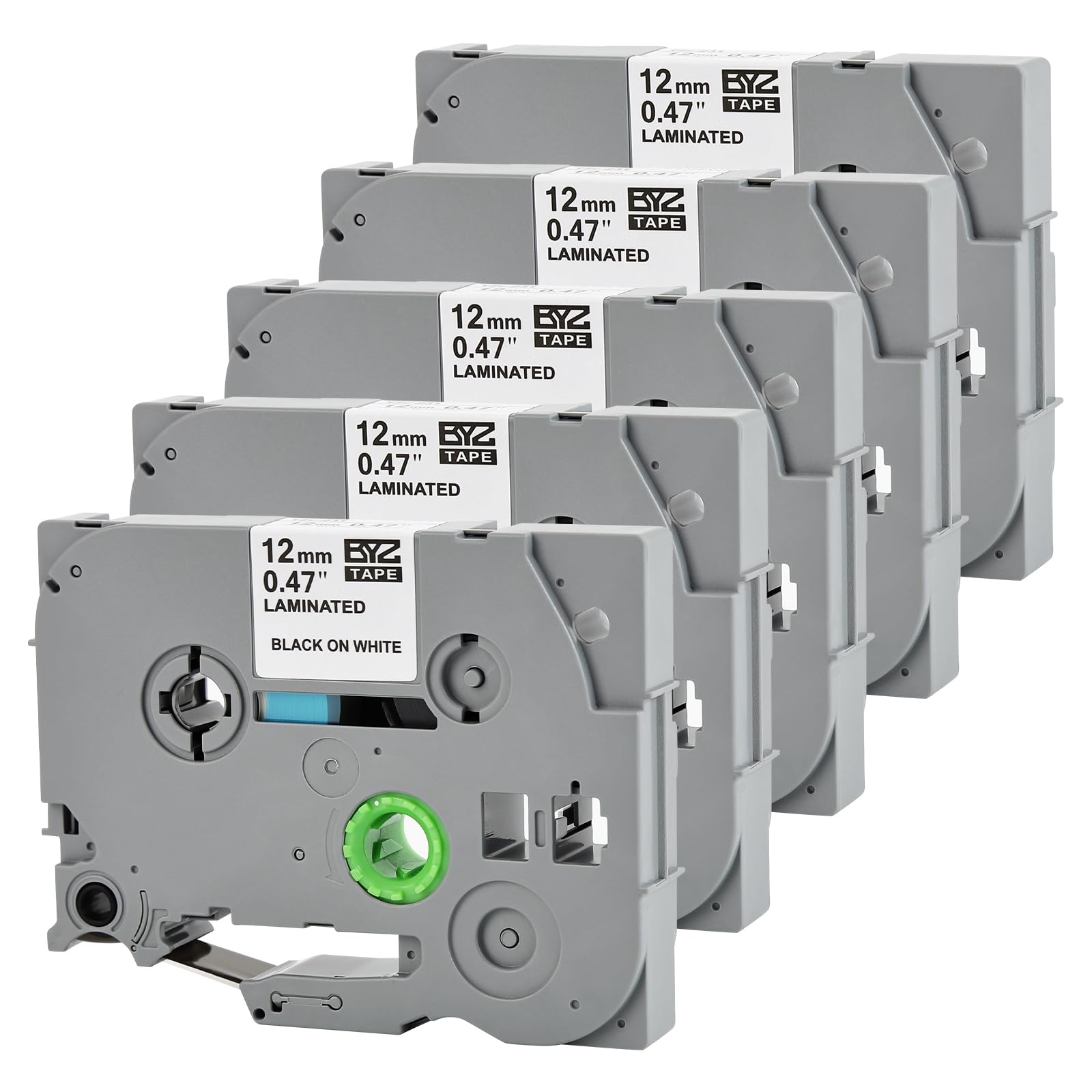 5 Pack Label Tape Replacement for Brother TZe-231 TZ-231 TZe231 Tz 1/2" 12mm,Laminated Black on White 0.47" for pTouch Printer PT-D400 PT-D210 PT-D200 PT-D600 PT-1890 PT-H110 Label Maker