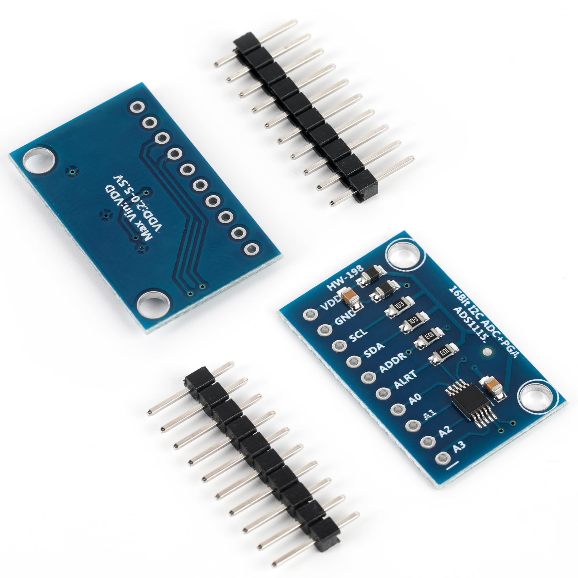 3 PCS ADS1115 16 Bit 16 Byte 4 Channel I2C IIC Analog-to-Digital ADC PGA Converter with Programmable Gain Amplifier High Precision ADC Converter Development Board for Arduino Raspberry Pi