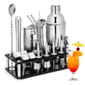 Cocktail Shaker Set, 23-Piece Stainless Steel Bartender Kit with Acrylic Stand & Cocktail Recipes Booklet, Professional Bar Tools for Drink Mixing, Home, Bar, Party (Sliver, 25oz)