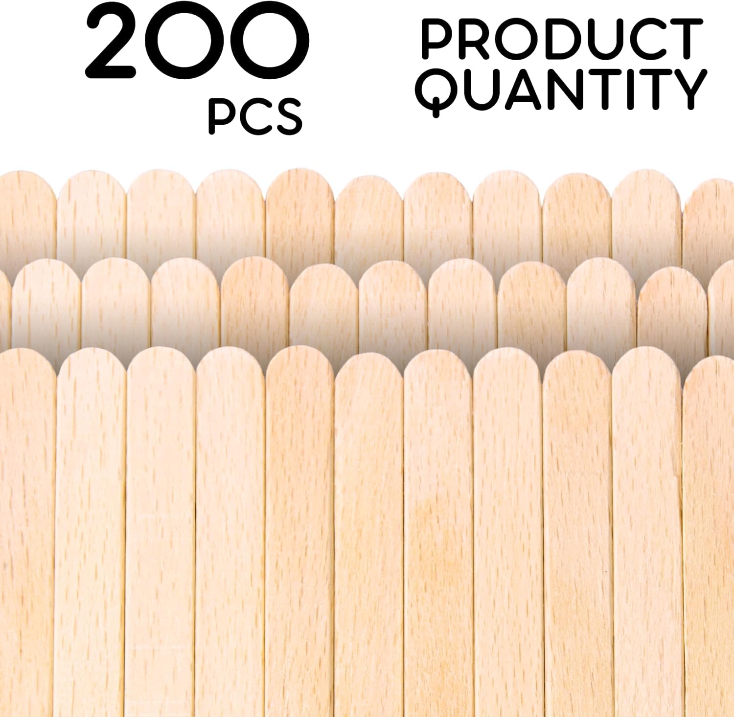 200PCS Wooden Sticks for Crafts – 8 Inch Wooden Sticks for Crafting Jumbo Bulk for DIY Jumbo Popsicle Rods for Waxing