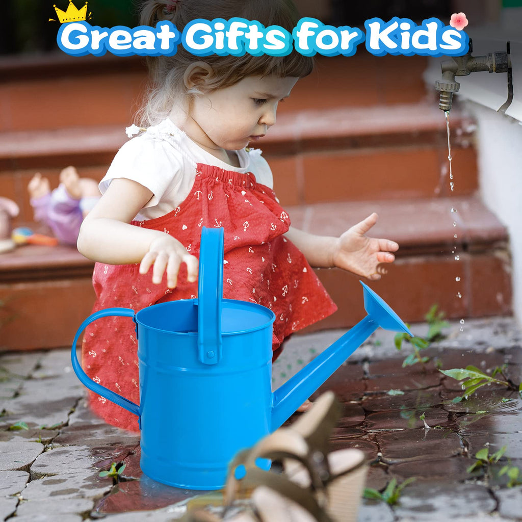 Finderomend Metal Watering Can 1.5L/51oz, Iron Art for Kids Watering Can, Watering Can for Outdoor Plants Home Office Small Portable Indoor Watering Equipment (Blue)