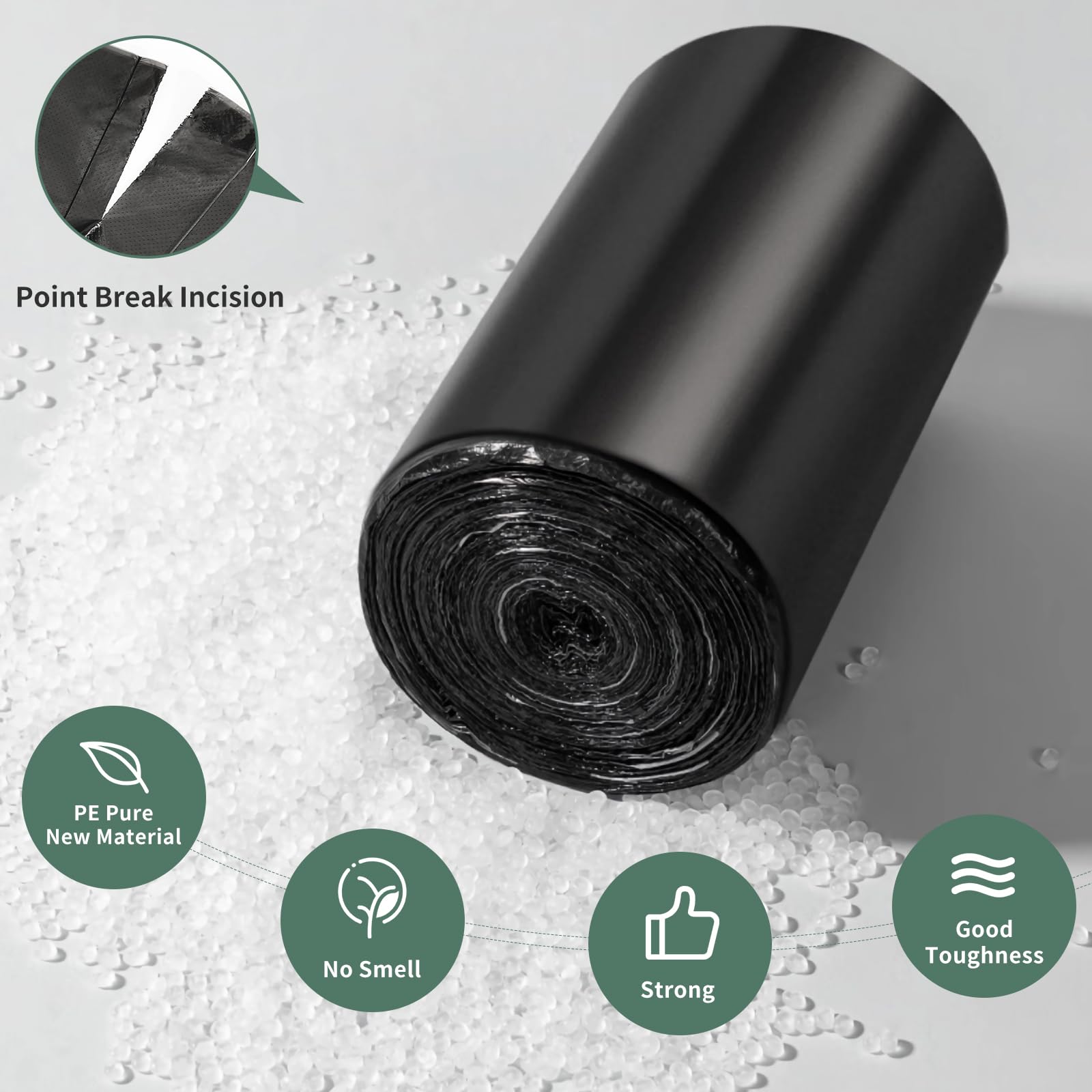 Veefos Heavy Duty 4 Gallon/15L Small Trash Bags - 200 Count, Thick Bathroom Small Garbage Bags, Unscented and Leak-Proof Black Garbage Can Liners for Kitchen, Office and Bedroom